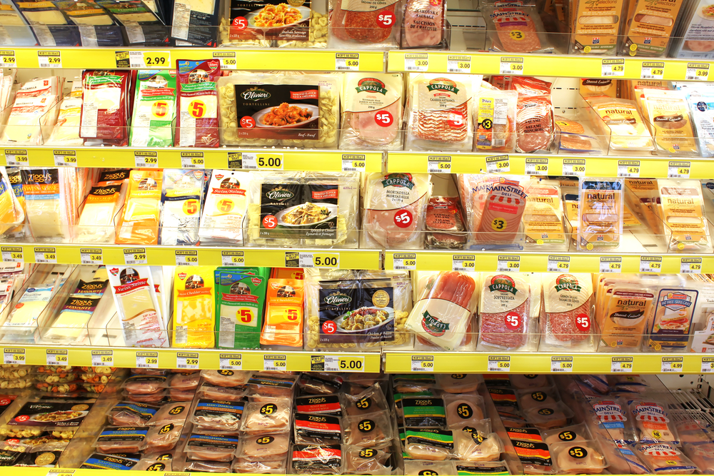 Packaged lunch meats.